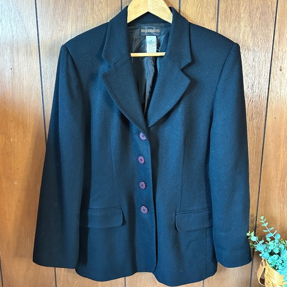 Requirements Jackets & Blazers - Requirements Black Wool‎ Blazer Jacket Size 8 Career Business Professional